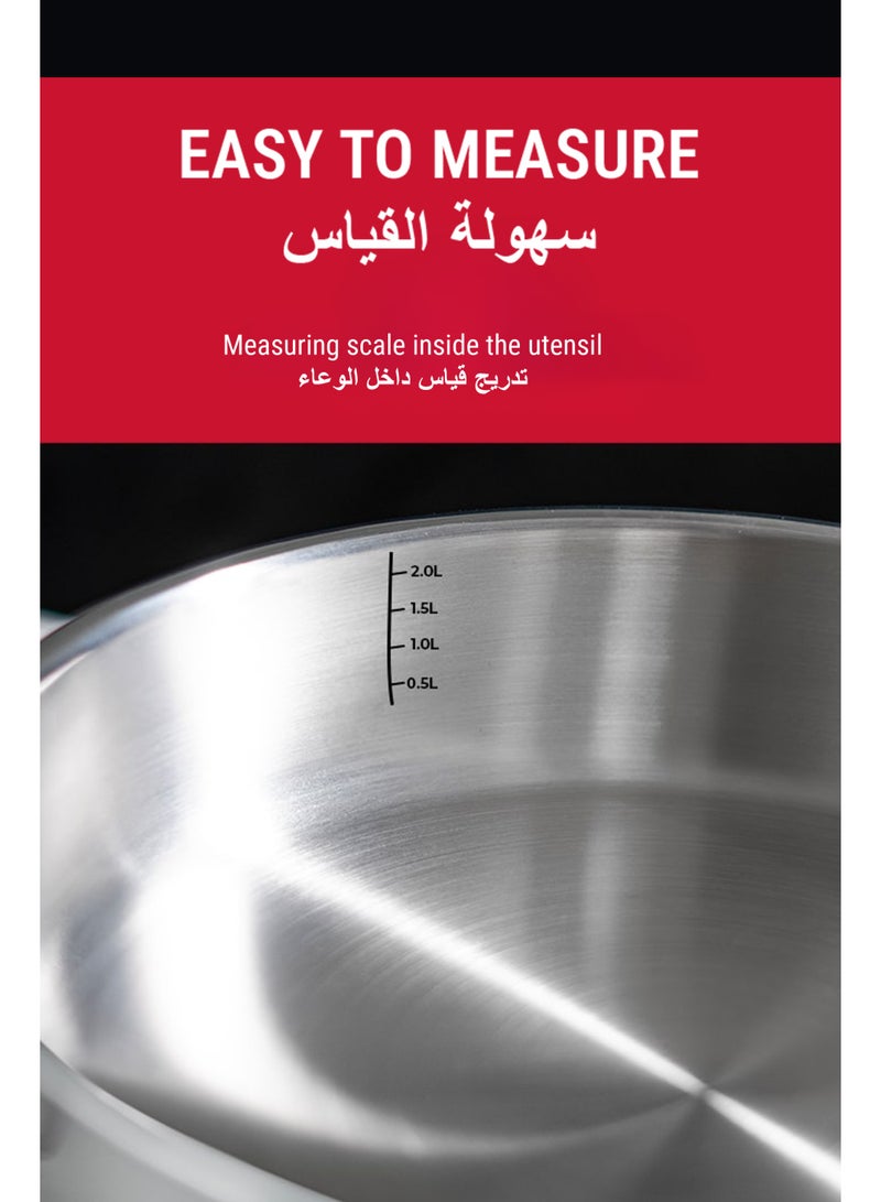 Bergner Tripro 26cm (2.6L) Tri-Ply Stainless Steel Sautepan, Healthy Cooking Deep Frypan with Lid, Ergonomic Stay-Cool Handle, Metal Spatula Friendly, Dishwasher Safe, Induction & Gas Stove Compatible - Image 4